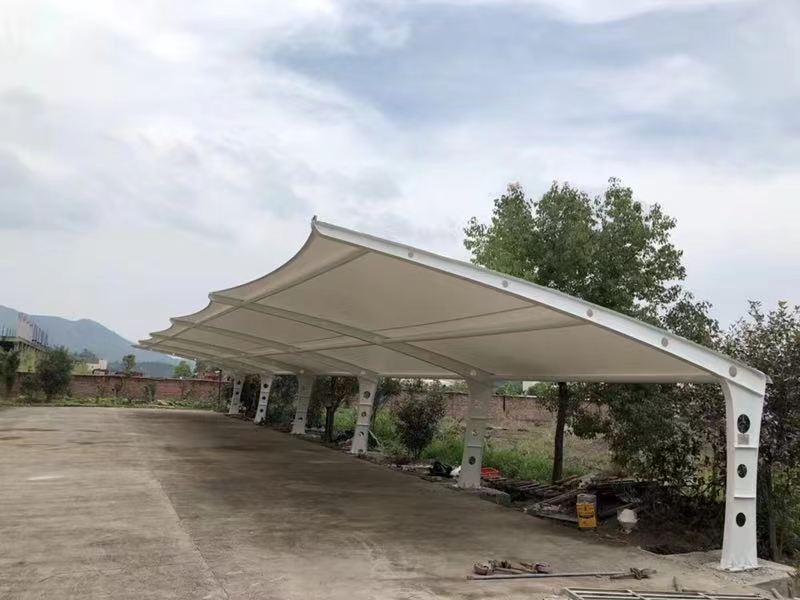 无锡市小区改造停车棚工程,膜结构非机动车棚定制厂家-2
